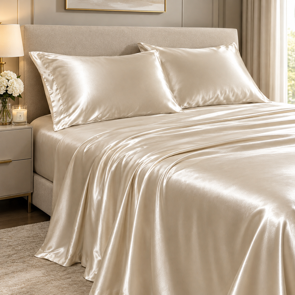 Ivory Silk Sheets